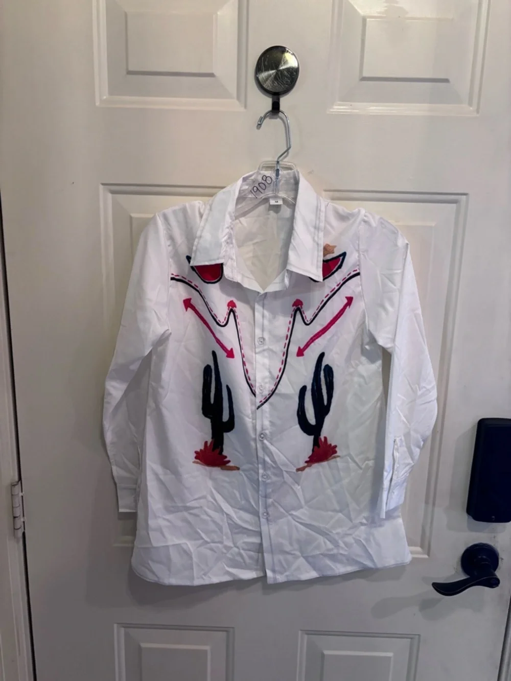 Vintage Western Embroidered Button Down Shirt with Cactus - Picture 6 of 6